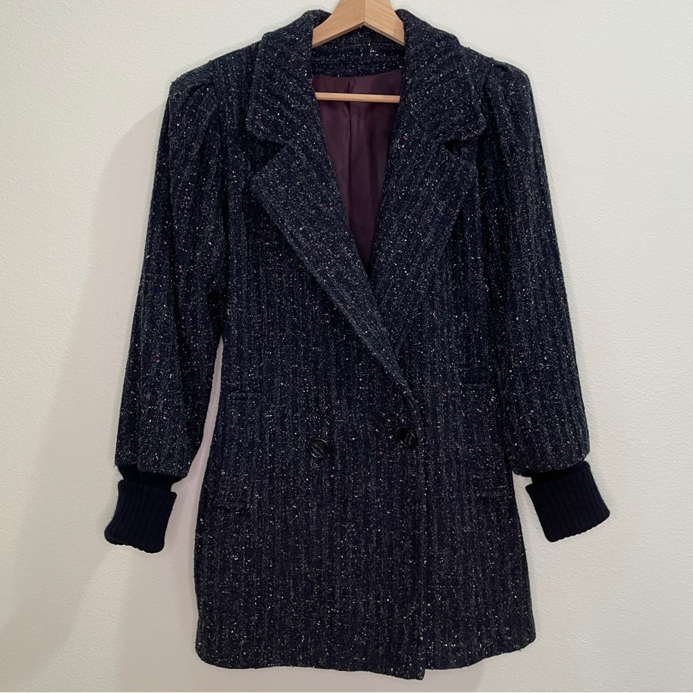 Vintage 80s Saril Ltd. Tweed Ribbed Knit Cuffs Jacket